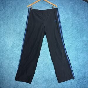 Y2K Adidas Windbreaker Track Pants Men M Blue Black Ankle Zip Lined